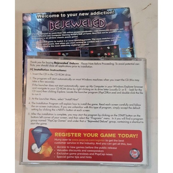Bejeweled PC CD ROM PopCap Games 2005 For Windows 98/Me/2000/XP E for Everyone - Picture 4 of 5